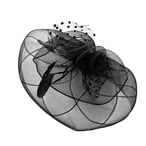 YTBHSHXZ， Party Prom Glänzende Haarspange Dame Fascinator Hut Gefiederten Haar Zubehör Kirche Haar Barret(Black) von YTBHSHXZ