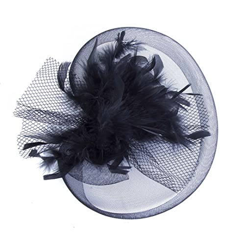 YTBHSHXZ， Party Prom Glänzende Haarspange Dame Fascinator Hut Gefiederten Haar Zubehör Kirche Haar Barret(Black1) von YTBHSHXZ
