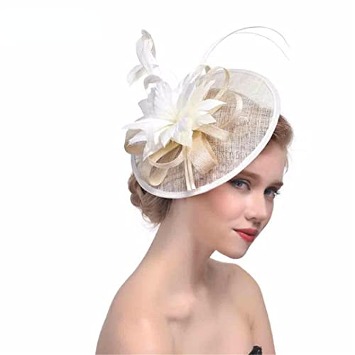 YTBHSHXZ， Phantasie Feder Blume Haar Fascinator Hüte Frauen Hochzeit Haar Zubehör for Kirche Party Kopfbedeckungen(Watermelon red) von YTBHSHXZ