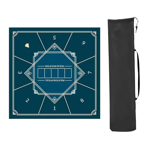 YTBHSHXZ Anti-Rutsch-Matte, Spieltischmatte mit Regeln, rutschfeste und geräuschdichte Mahjong-Matte, Blau, 90 x 90 cm von YTBHSHXZ