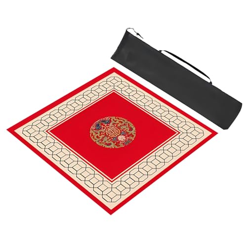 YTBHSHXZ Anti-Rutsch-Matte, rutschfeste Geräuschreduzierung, Mahjong-Tischmatte, für Mahjong-Poker-Kartenspiele (rot, 75 x 75 cm) von YTBHSHXZ