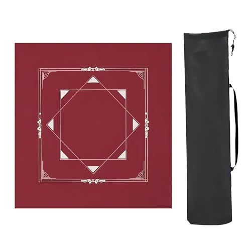 YTBHSHXZ Anti-Rutsch-Matte, rutschfeste und geräuschreduzierende Mahjong-Matte, für Mahjong-Spiele und Pokerspiele (rot, 80 x 80 cm) von YTBHSHXZ