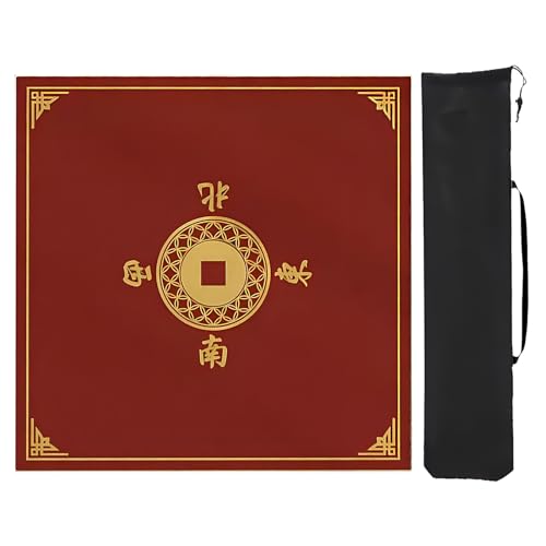 YTBHSHXZ Mahjong Anti-Rutsch-Matte, Mahjong-Spielmatte mit Rand, Mahjong-Pad für Poker-Kartenspiele, Rot, 80 cm von YTBHSHXZ