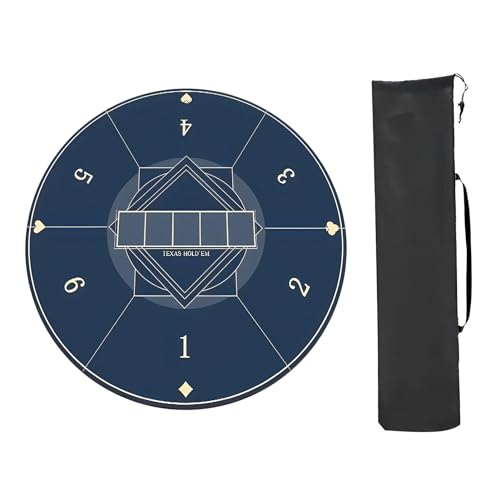 Mahjong-Tischmatte Tischspielmatten, rund mit Kante, verdickte rutschfeste und geräuschreduzierende Mahjong-Spielmatte, for Mahjong-Poker-Kartenspiele(Blu,70x70cm (27.55x27.55in)) von YTBHSHXZ