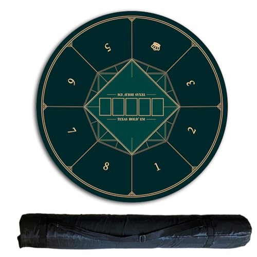 Tragbare Pokertischplatte mit Tragetasche, 8-Spieler-Spiellayoutmatte for Spielkarten, Pokerspiele(1.2 x 1.2 M) von YTBHSHXZ