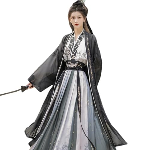 Hanfu Ancient Kleidung für Damen und Herren, gleicher Stil, chinesischer Stil, Tintenwaschung, Schwarz, Größe M Hanfu Ancient Kleidung für Damen und Herren, gleicher Stil, chinesischer Stil, Tintenwaschung, Schwarz, Größe M von YTDJJWLS
