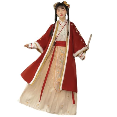 Hanfu Damen-Plüsch, Song-Stil, für den täglichen Herbst und Winter, Rot, Größe M Hanfu Damen-Plüsch, Song-Stil, für den täglichen Herbst und Winter, Rot, Größe M von YTDJJWLS