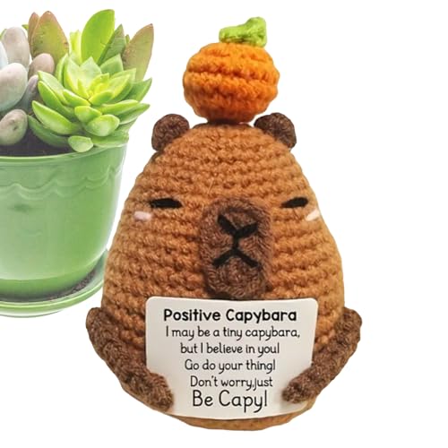 YTGOCN Positive Gehäkelte Puppe - Motivations Plüsch Capybara Häkeltier | Mit Motivationskarte, Süße Handgemachte Kuscheltiere Deko Für Schlafzimmer Schreibtisch Nachttisch YTGOCN Positive Gehäkelte Puppe - Motivations Plüsch Capybara Häkeltier | Mit Motivationskarte, Süße Handgemachte Kuscheltiere Deko Für Schlafzimmer Schreibtisch Nachttisch von YTGOCN