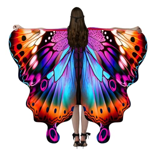 YTGOCN Schmetterlingsflügel Für Erwachsene | Farbenfrohe Halloween Schmetterlingsflügel Cape | Frauen Umhang Für Rollenspiel Bühne Karneval Fasching Verkleidungsparty von YTGOCN