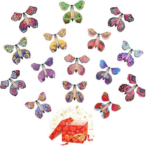 YTOOK 15 Stück Magische Schmetterling Spielzeug, Magic Flying Butterfly Card mit Gummiband Wind up Butterfly Toy, Fliegender Schmetterling Karte Überraschung Geschenk für Geburtstag, Hochzeit von YTOOK