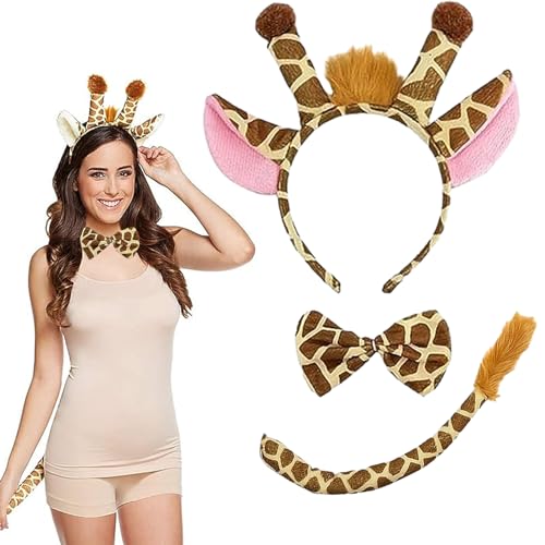 YTOOK Tier Kostüm Set, Giraffe Stirnband Fliege Schwanz 3Pcs Kostüm Tier Stirnband Tier Verkleidung Party Dekoration Zubehör Weltbuch Tag Halloween Karneval YTOOK Tier Kostüm Set, Giraffe Stirnband Fliege Schwanz 3Pcs Kostüm Tier Stirnband Tier Verkleidung Party Dekoration Zubehör Weltbuch Tag Halloween Karneval von YTOOK
