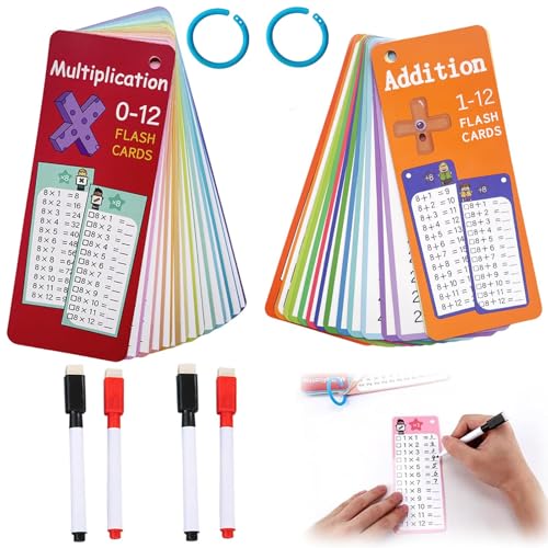 2 x Lernkarten für 0–12 Zeittabellen, Multiplikationskarten für Kinder, zusätzliche Lernkarten mit 4 trocken abwischbaren Stiften, Zeittabellen für Multiplikationsspiel der 1. bis 3. Klasse 2 x Lernkarten für 0–12 Zeittabellen, Multiplikationskarten für Kinder, zusätzliche Lernkarten mit 4 trocken abwischbaren Stiften, Zeittabellen für Multiplikationsspiel der 1. bis 3. Klasse von YTPAFK