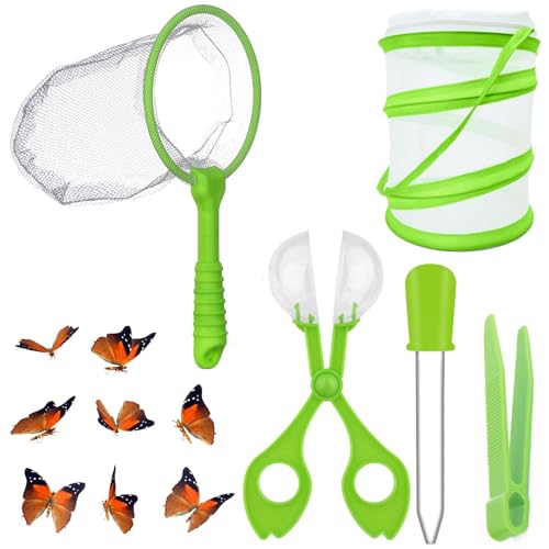 5-teiliges Schmetterlings-Set mit lebenden Raupen, Raupe zu Schmetterling, Insektenfänger-Set, inklusive Schmetterlingsnetz und Insektenfangwerkzeug, perfekt für Outdoor-Abenteuer und Naturerkundung 5-teiliges Schmetterlings-Set mit lebenden Raupen, Raupe zu Schmetterling, Insektenfänger-Set, inklusive Schmetterlingsnetz und Insektenfangwerkzeug, perfekt für Outdoor-Abenteuer und Naturerkundung von YTPAFK