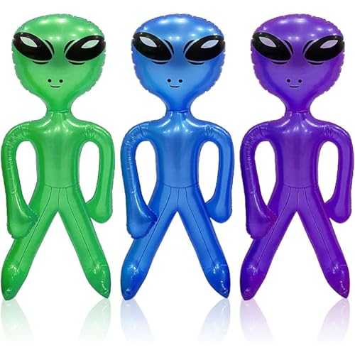 Aufblasbare Alien, 3 Pack Blow Up Aliens für Halloween Party Dekorationen, Kreative Geburtstagsfeier Supplies, Set von Lila Blau Grün PVC Aufblasbare 43cm Aufblasbare Alien, 3 Pack Blow Up Aliens für Halloween Party Dekorationen, Kreative Geburtstagsfeier Supplies, Set von Lila Blau Grün PVC Aufblasbare 43cm von YTPAFK