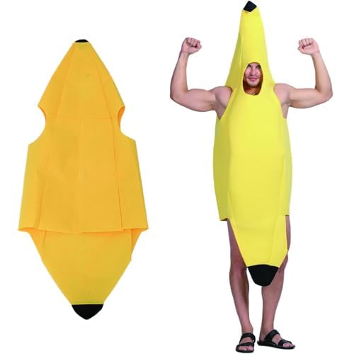 Bananen-Kostüm, Bananen-Kostüm, Einheitsgröße, leichtes und bequemes Bananen-Kostüm für Erwachsene, Halloween, Partys und Kostüme, einfach zu tragen und zu entfernen, lustiges Kostüm für Bananen-Kostüm, Bananen-Kostüm, Einheitsgröße, leichtes und bequemes Bananen-Kostüm für Erwachsene, Halloween, Partys und Kostüme, einfach zu tragen und zu entfernen, lustiges Kostüm für von YTPAFK