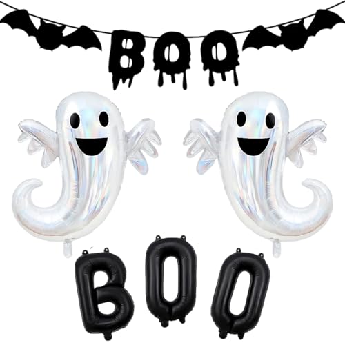Halloween Party Dekorationen, 6 Stück Halloween Folienballons Set mit Geisterdekorationen und Buchstabenballons, Großer Halloween Ballon für Partybedarf, Haus und Garten Dekor Halloween Party Dekorationen, 6 Stück Halloween Folienballons Set mit Geisterdekorationen und Buchstabenballons, Großer Halloween Ballon für Partybedarf, Haus und Garten Dekor von YTPAFK