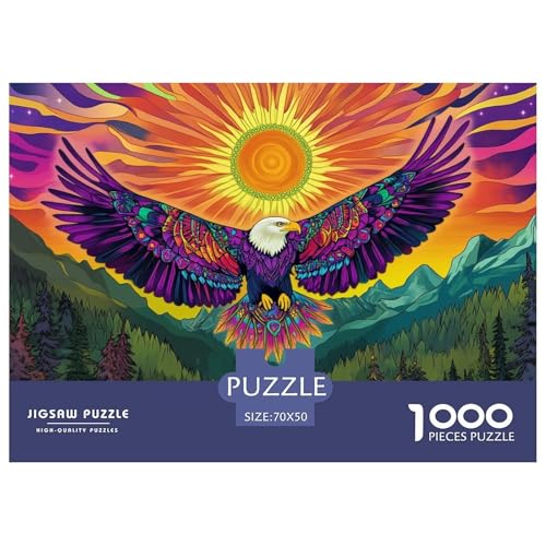 A Bald Eagle,Psychedelic Style Hölzerne Puzzles Wasserfest 1000 Teile DIY- Puzzle Für Erwachsene Unmöglich Lernspiele​ von YTPONBCSTUG