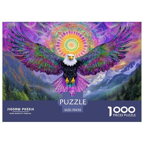 A Bald Eagle,Psychedelic Style Hölzerne Puzzles Wasserfest 1000 Teile DIY- Puzzle Geschenke Für Erwachsene Spaß Herausfordernde Puzzlespiele​ von YTPONBCSTUG