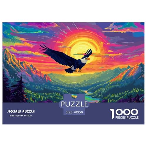 A Bald Eagle,Psychedelic Style Hölzerne Puzzles Wasserfest 1000 Teile DIY- Puzzle Geschenke Für Erwachsene Unmöglich Herausfordernde Puzzlespiele​ von YTPONBCSTUG