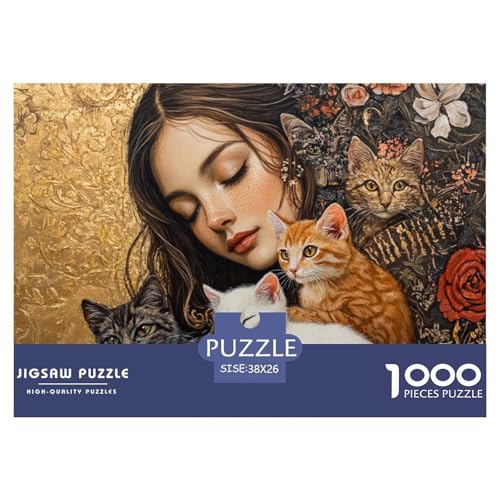 A Beautiful Girl-Cats Hölzerne Puzzles Wasserfest 1000-teiliges Puzzle Geschenke Für Erwachsene Spaß Puzzle Zur Heimdekoration​ von YTPONBCSTUG