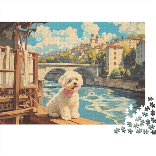 A Bichon Frise 1000 Stück Puzzles Für Erwachsene-Retro Travel Poster of Lyon Muster Puzzles Für Erwachsene 1000 DIY Puzzle Spielzeug 1000pcs (75x50cm) von YTPONBCSTUG