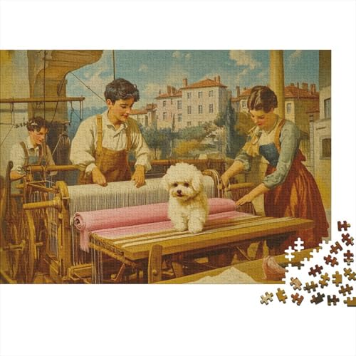 A Bichon Frise 1000 Stück Puzzles Für Erwachsene Stress Abbauen Familien-Puzzlespiel 1000-teiliges Puzzle Retro Travel Poster of Lyon Lernspiel Spielzeug Geschenk 1000pcs (75x50cm) von YTPONBCSTUG