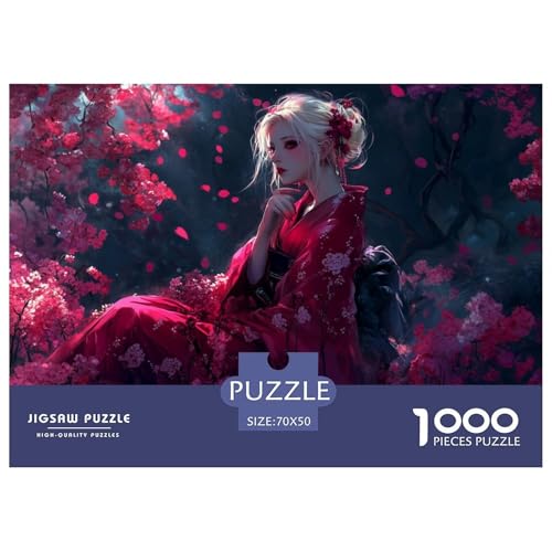 A Blonde Woman-Sakura Kimono Hölzerne Puzzles Wasserfest 1000 Teile DIY- Puzzle Für Erwachsene Bunt Herausfordernde Puzzlespiele​ von YTPONBCSTUG