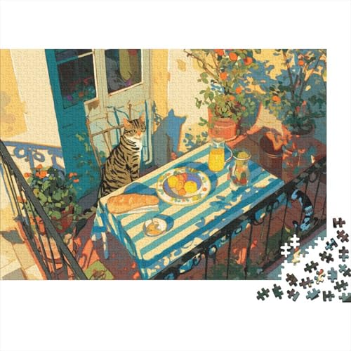 A Chartreux Cat 1000 Stück Puzzles Für Erwachsene-Parisian Balcony Puzzles Für Erwachsene 1000 DIY Puzzle Spielzeug Für Dekorative Malerei 1000pcs (75x50cm) von YTPONBCSTUG