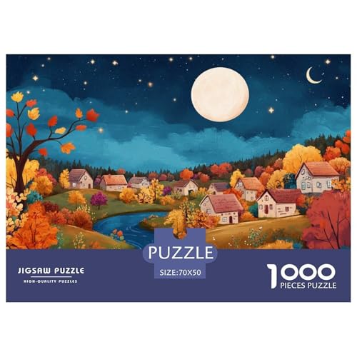 A Colorful Fairy-Tale Village Hölzerne Puzzles Wasserfest 1000 Teile DIY- Puzzle Geschenke Für Erwachsene Spaß Lernspiele​ von YTPONBCSTUG