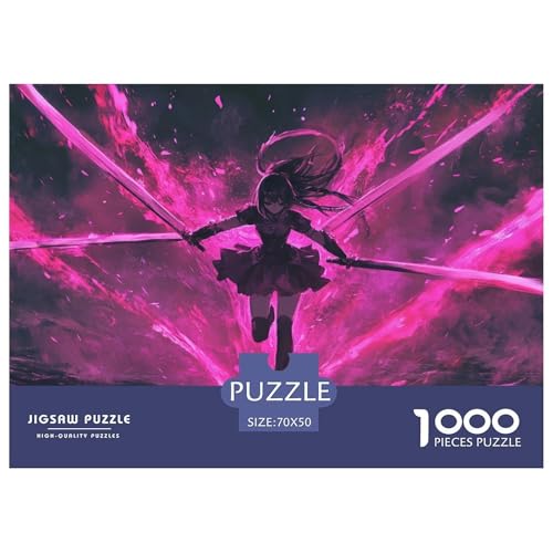 A Girl with Pink Energy-pink Flames Hölzerne Puzzles Wasserfest 1000 Teile DIY- Puzzle Geschenke Für Erwachsene Bunt Lernspiele​ von YTPONBCSTUG