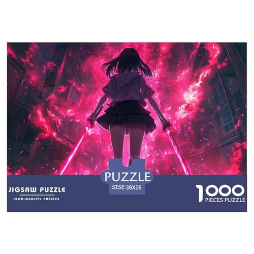 A Girl with Pink Energy-pink Flames Hölzerne Puzzles Wasserfest 1000-teiliges Puzzle Geschenke Für Erwachsene Bunt Puzzle Zur Heimdekoration​ von YTPONBCSTUG