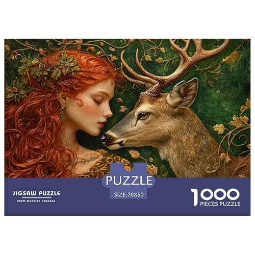 A Red-haired Woman-Deer Hölzerne Puzzles Wasserfest 1000-teiliges Puzzle Geschenke Für Erwachsene Bunt Puzzle Zur Heimdekoration​ von YTPONBCSTUG