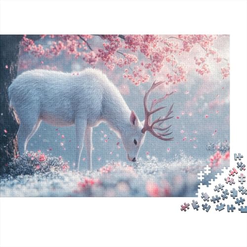 A White Deer Puzzles Für Erwachsene Cherry Blossoms Style 1000 Stück Puzzles Für Erwachsene Herausforderndes Spiel 1000pcs (75x50cm) von YTPONBCSTUG