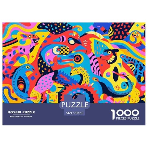 Abstrakte Tiere Hölzerne Puzzles Wasserfest 1000 Teile DIY- Puzzle Für Erwachsene Bunt Lernspiele von YTPONBCSTUG