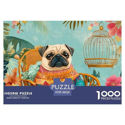 Adorable Pug Dog Hölzerne Puzzles Wasserfest 1000 Teile DIY- Puzzle Für Erwachsene Unmöglich Puzzle Zur Heimdekoration​ von YTPONBCSTUG