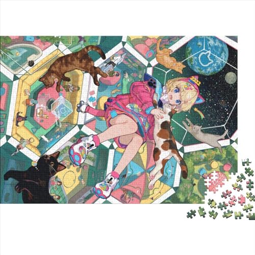 Anime-Mädchen Puzzle 500 Teile,Geschicklichkeitsspiel Für Die Ganze Familie, Manga Puzzles 500 Teile,Farbenfrohes Holz Puzzle Für Erwachsene 500pcs (52x38cm) von YTPONBCSTUG