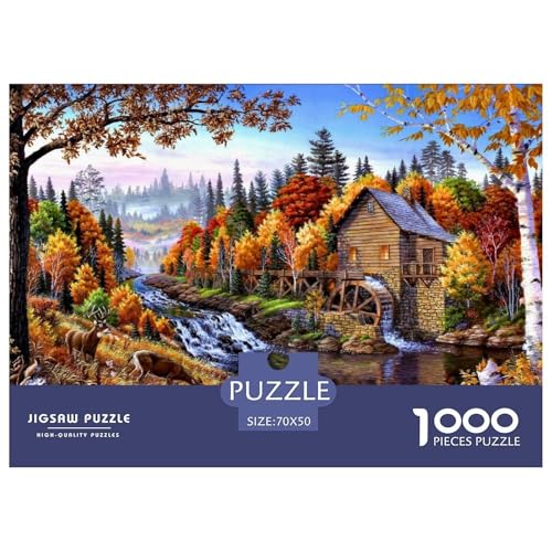 Autumn-Landscape Hölzerne Puzzles Wasserfest 1000 Teile DIY- Puzzle Für Erwachsene Spaß Puzzle Zur Heimdekoration​ von YTPONBCSTUG