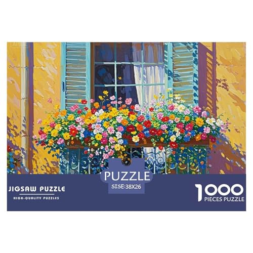 Balkonblumen Hölzerne Puzzles Wasserfest 1000-teiliges Puzzle Für Erwachsene Spaß Lernspiele von YTPONBCSTUG