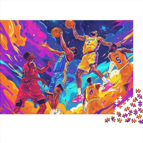 Basketball Puzzle 300 Teile,Geschicklichkeitsspiel Für Die Ganze Familie，Sport Zeichentrickfilm Puzzles 300 Teile,Farbenfrohes Holz Puzzle Für Erwachsene 300pcs (40x28cm) von YTPONBCSTUG