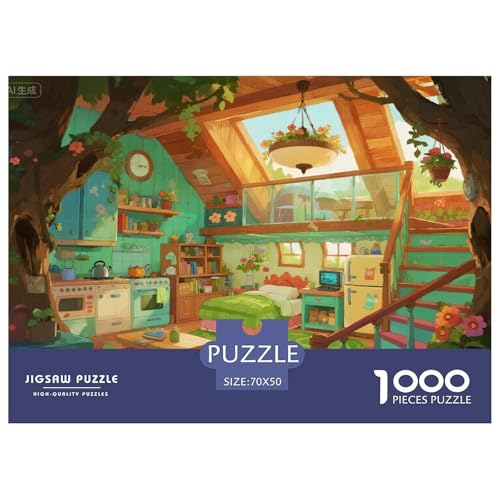 Blockhaus Hölzerne Puzzles Wasserfest 1000 Teile DIY- Puzzle Für Erwachsene Spaß Lernspiele von YTPONBCSTUG