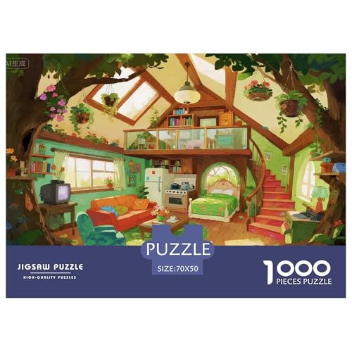 Blockhaus Hölzerne Puzzles Wasserfest 1000-teiliges Puzzle Für Erwachsene Spaß Lernspiele von YTPONBCSTUG