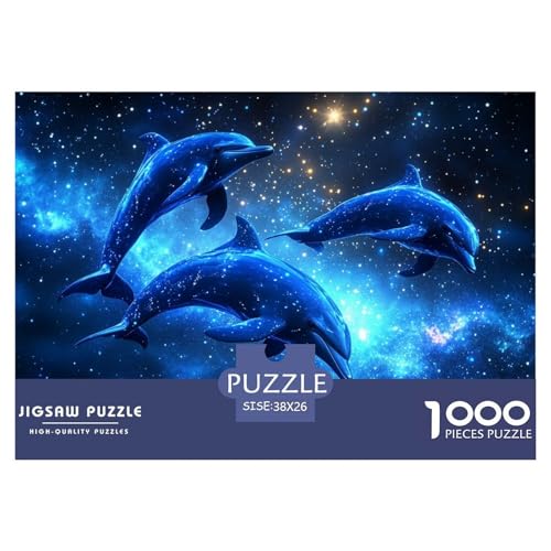 Blue Dolphins,Stars and Galaxies Hölzerne Puzzles Wasserfest 1000-teiliges Puzzle Geschenke Für Erwachsene Herausfordernd Und Knifflig Puzzle Zur Heimdekoration​ von YTPONBCSTUG