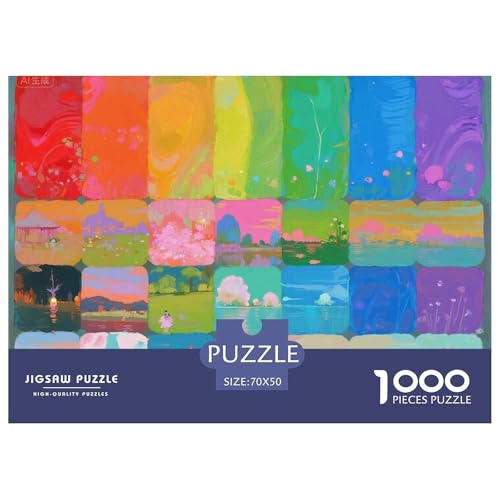 Bunte Landschaft Hölzerne Puzzles Wasserfest 1000-teiliges Puzzle Für Erwachsene Herausfordernd Und Knifflig Lernspiele von YTPONBCSTUG