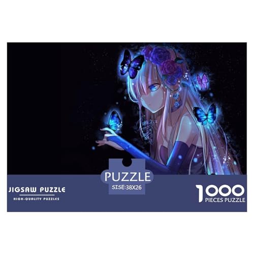 Butterfly,Anime Girl Hölzerne Puzzles Wasserfest 1000 Teile DIY- Puzzle Geschenke Für Erwachsene Herausfordernd Und Knifflig Lernspiele​ von YTPONBCSTUG