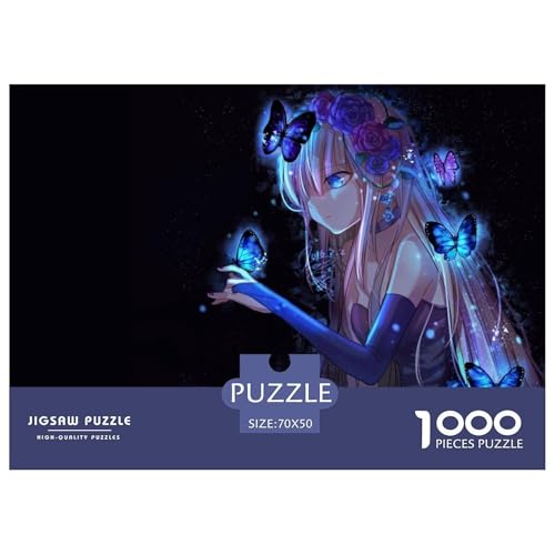 Butterfly,Anime Girl Hölzerne Puzzles Wasserfest 1000-teiliges Puzzle Für Erwachsene Unmöglich Lernspiele​ von YTPONBCSTUG
