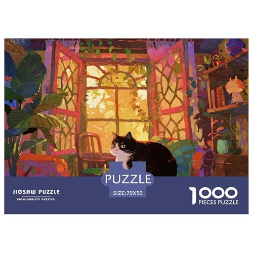 Cat on The Sofa Hölzerne Puzzles Wasserfest 1000-teiliges Puzzle Für Erwachsene Herausfordernd Und Kniffligzur Heimdekoration von YTPONBCSTUG