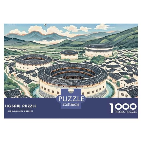 Chinese Architecture Hölzerne Puzzles Wasserfest 1000 Teile DIY- Puzzle Geschenke Für Erwachsene Spaß Lernspiele von YTPONBCSTUG