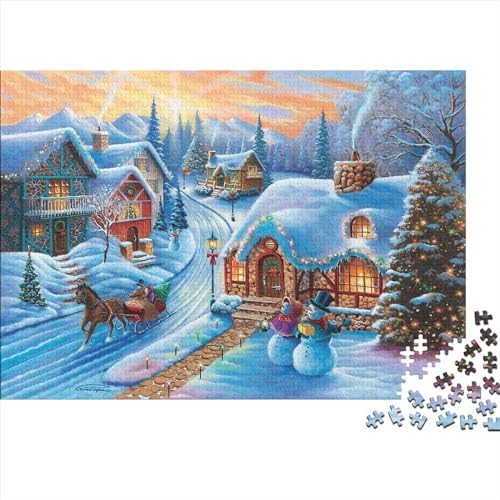 Christmas Puzzles 500 Teile Für Erwachsene|Snow Festive| 500 Teile Holzpuzzle Lernspiele Heimdekoration Puzzle 500pcs (52x38cm) von YTPONBCSTUG