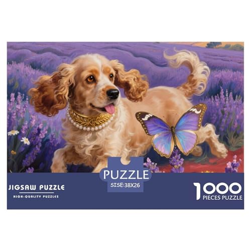CockerSpaniel (Lavendelfeld) Hölzerne Puzzles Wasserfest 1000 Teile DIY- Puzzle Für Erwachsene Spaß Lernspiele von YTPONBCSTUG