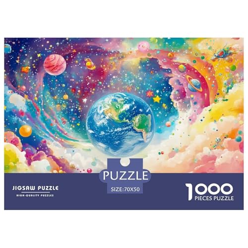 Colorful Clouds and Space-Earth Hölzerne Puzzles Wasserfest 1000-teiliges Puzzle Für Erwachsene Unmöglich Lernspiele​ von YTPONBCSTUG